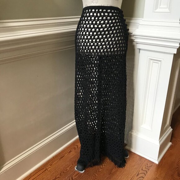 NWOT Marysia Crochet Maxi Skirt Cover Up Womens XXL Black Cotton Fringe Swim NEW - Picture 5 of 13